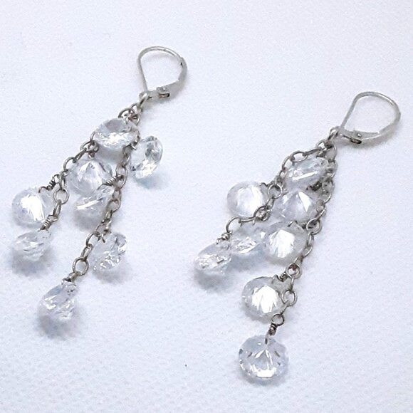 Designer Nina Nguyen sterling clear dangle earrings from her Sai-Gon Collection - Picture 8 of 14